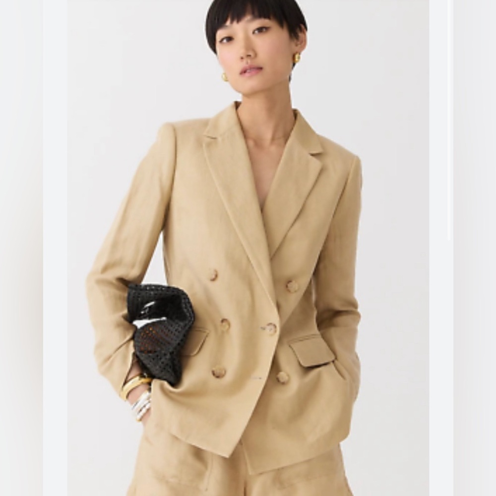 J. Crew Double-Breasted Tan Blazer